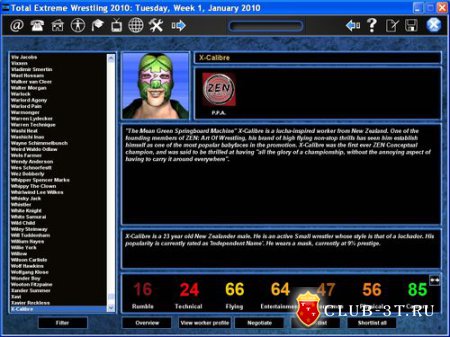 Чит коды к игре Total Extreme Wrestling 2010
